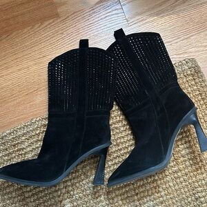 Vince Camuto, black studded boots